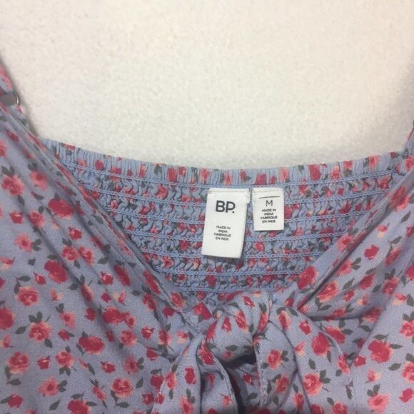 BP. Floral Tie Front Smocked Back Blue Cami Sz M NWT - Picture 6 of 10